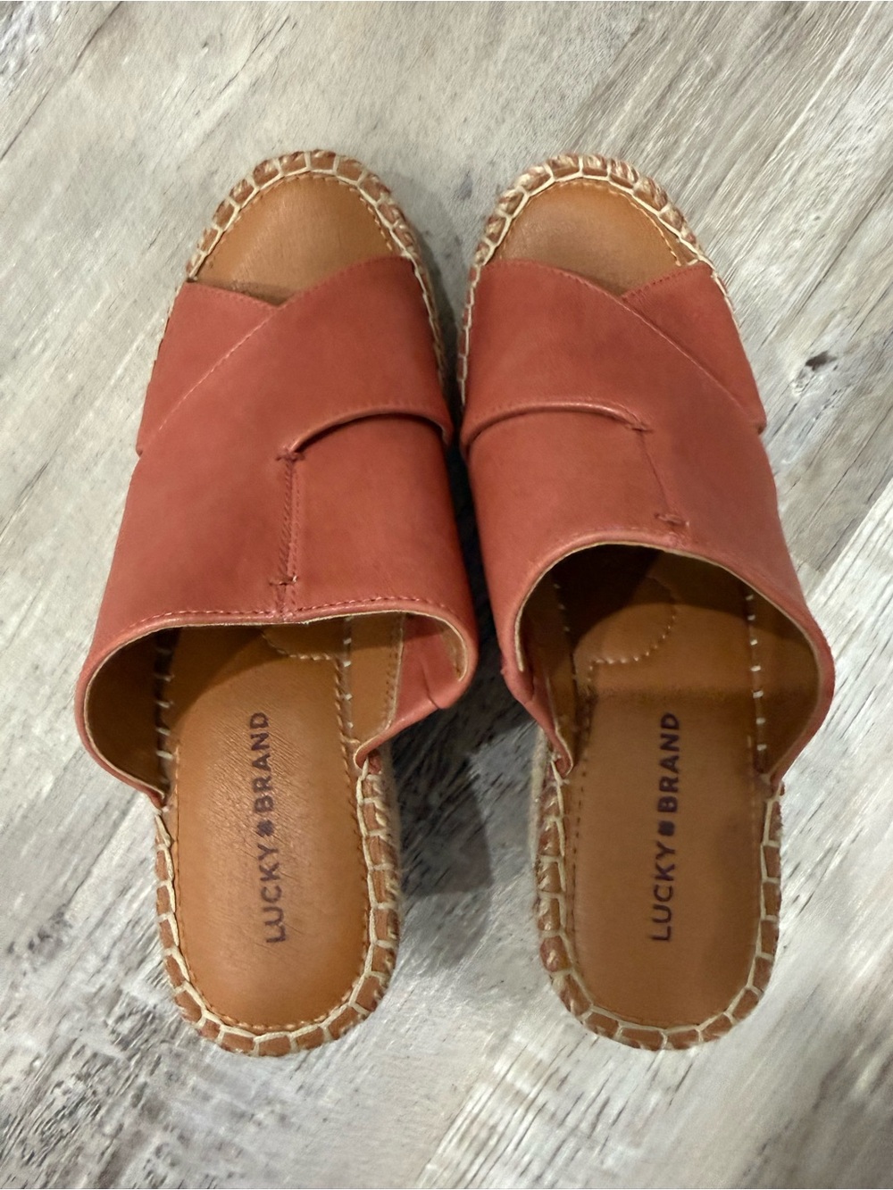 Lucky Brand Burnt Orange Slip-On Espadrille Mules